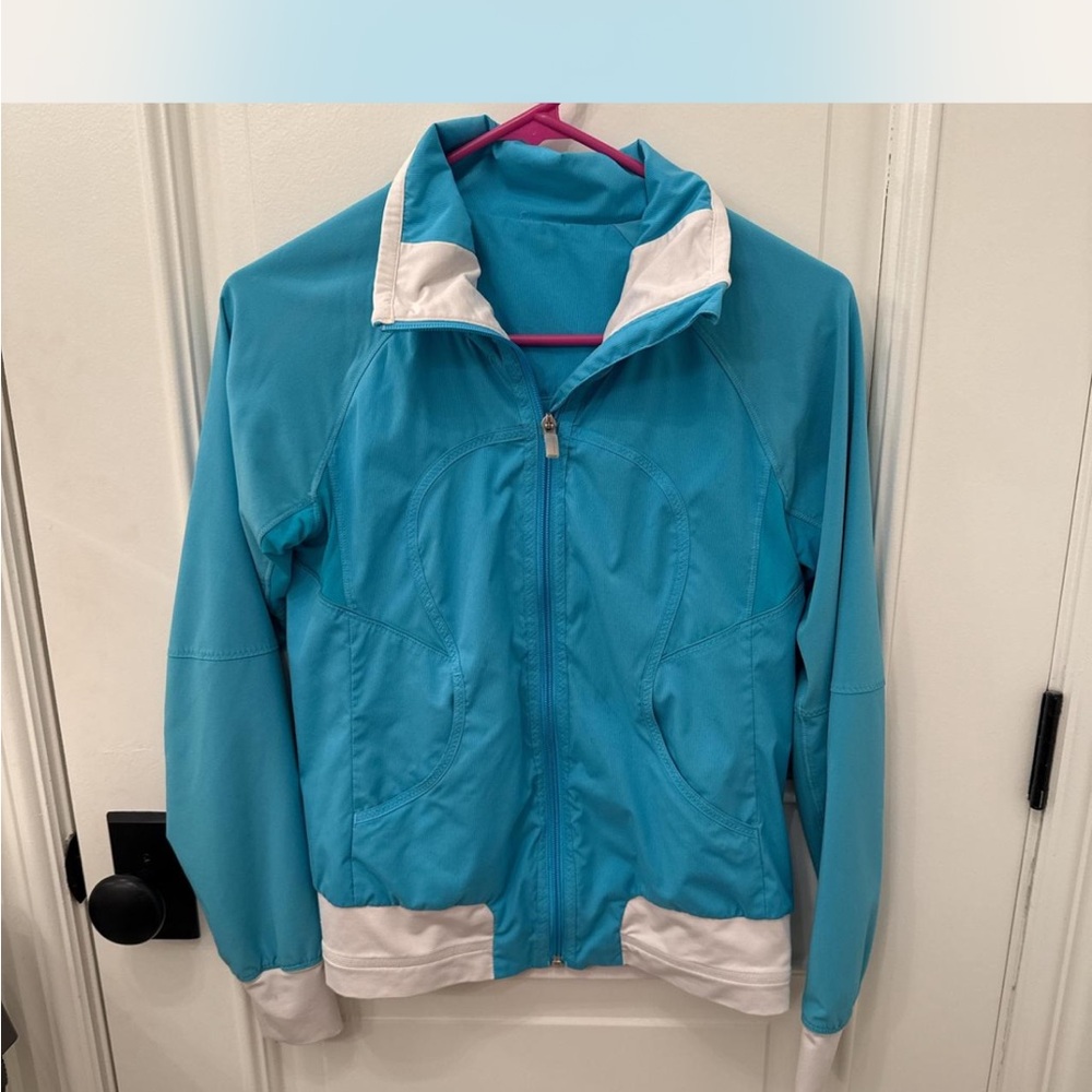 Lululemon Athletica Blue Bomber Jacket with Stand-Up Collar